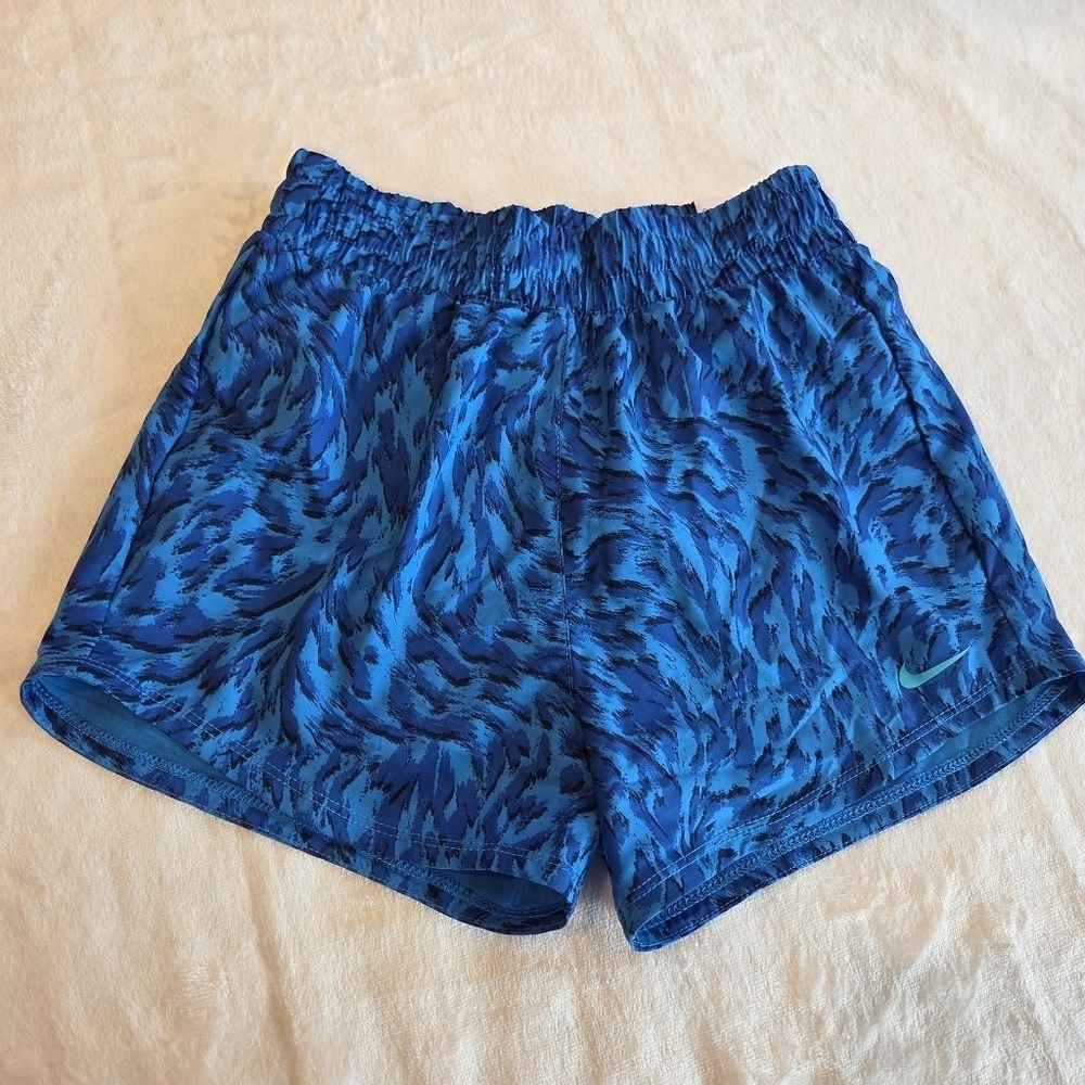Nike Kids Small Blue Dri-Fit Training Shorts FQ4527-435 Abstract Print Pull On - Picture 3 of 10